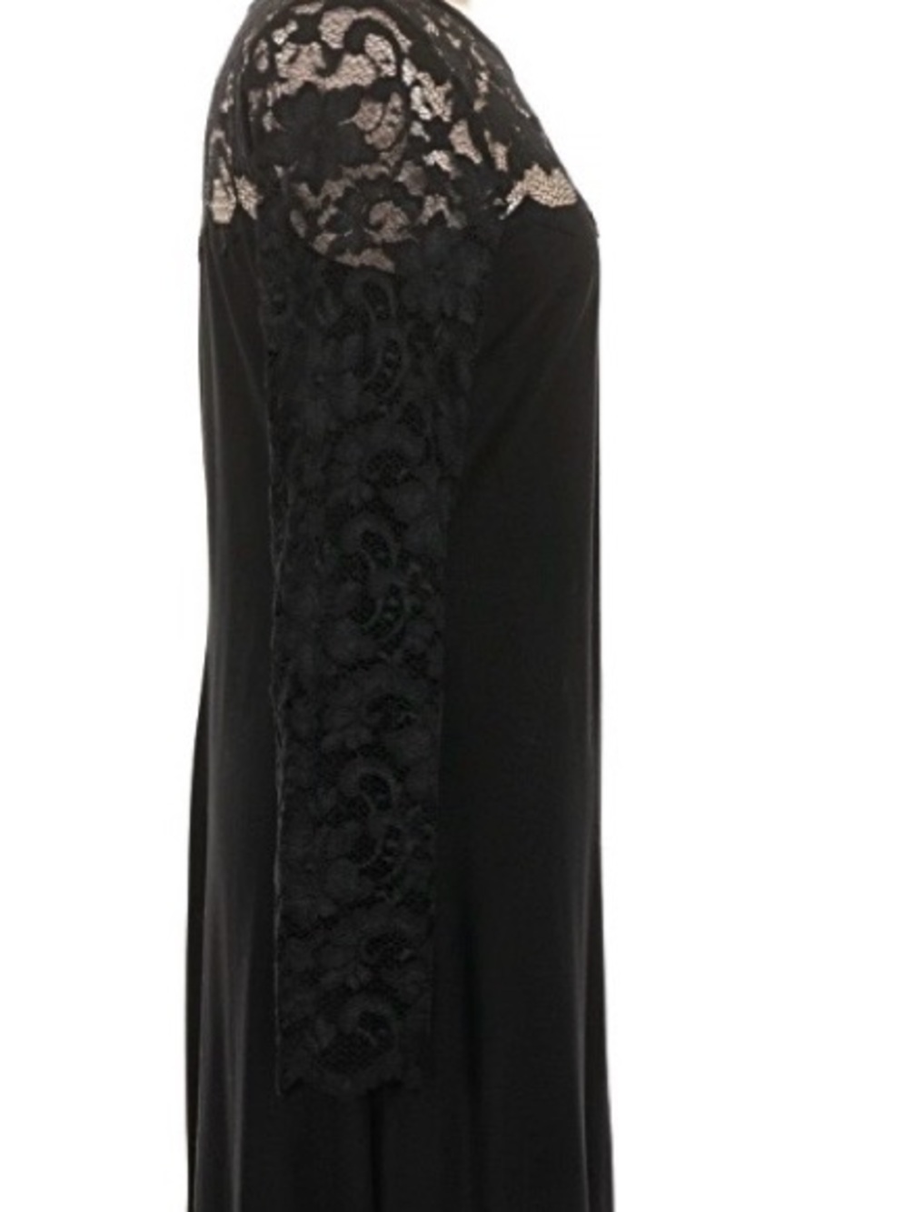 Karen Kane Black Lace Yoke Long Sleeve  Dress - Picture 3 of 7